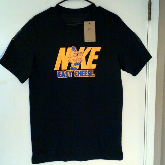 NEW NIKE Dri-FIT BASEBALL "Easy Cheese Tee" MEN'S BLACK T-SHIRT SMALL HF6222-010 - Picture 1 of 6